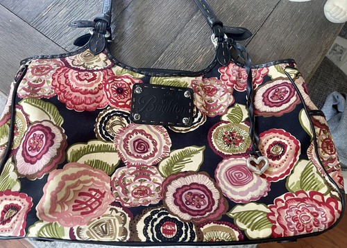 Brighton Floral & Black Multicolor Microfiber Tote Beautiful - Picture 1 of 8