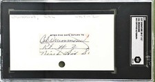 CAL DRUMMOND CUT SIGNATURE ON 3X5 INDEX SGC CERTIFIED AUTOGRAPH UMPIRE DIED 1970