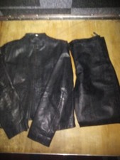 Hudson Genuine Leather Jacket And Jean Suit Size 14