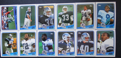 1988 Topps Dallas Cowboys Team Set of 12 Football Cards