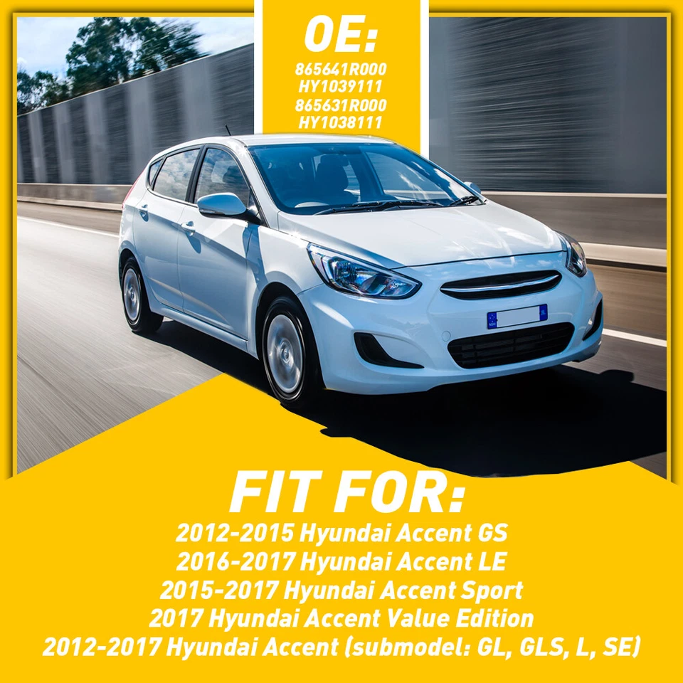 For 2012-2017 Hyundai Accent HY1039111 HY1038111 Bumper Fog Light Covers BLACK-2 — 第 2/4 张图片