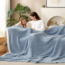 Blue Bedding Blanket, Twin Size, Reversible Blanket, Blue, 60x80 Inches