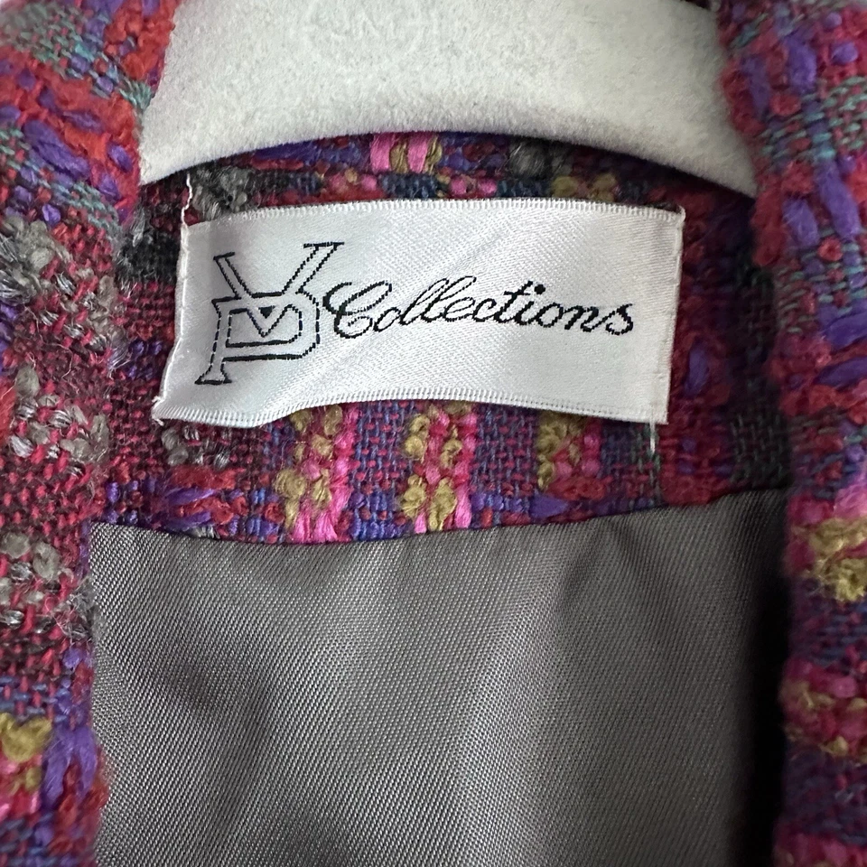 VTG Womens Blazer 6 Plaid Wool Blend Maroon Tweed Button 90s USA VP Collections - Image 2 of 4