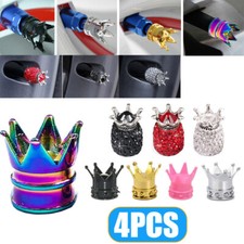 4x Diamond Crown Car Tire Wheel Stem Valve Caps Air Tyre Dust Cover Accessories