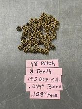 QTY 1 TRADESHIP BRASS SPUR PINION GEAR 48 PITCH 8 TEETH FOR CLOCK HOBBY SLOT CAR
