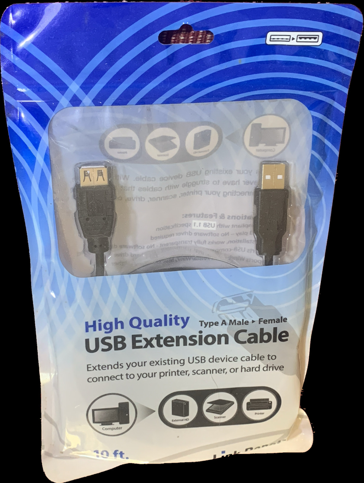USB Extension Male / Female Link Depot 10ft - New