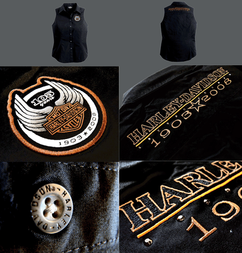 Harley Davidson ladies 105th anniversary button down sleeveless shirt New - Picture 6 of 6