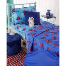 Completo Lenzuola Spider Man Marvel per Cameretta Bambino Celeste e Blu Singolo