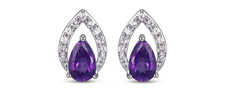 Kay Jewelers Sterling Silver Lab Created Pear Amethyst & White Sapphire Earrings
