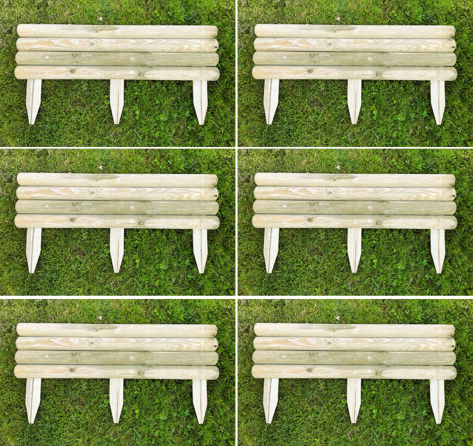 Horizontal Wooden Log Panels Garden Border Board Lawn Edging 28cm high Set of 6