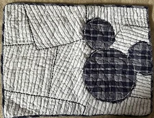 2 Disney Ethan Allen Mickey Ticking Stripe Pillow Shams Navy Plaid Cotton