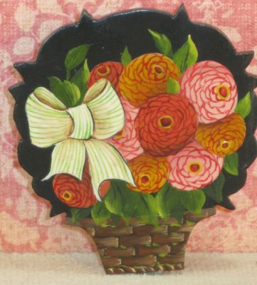 Therese Bahl Pintado A Mao Poinsetia Fireboard Artesao Miniatura