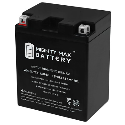 Mighty Max YTX14AH 12V 12AH Battery for Polaris All Electric Start Kits '94-'05