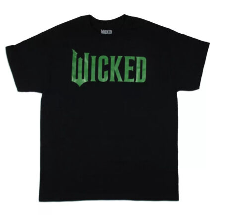 Wicked Men's Movie Glittery Wicked Logo Adult Short Sleeve T-Shirt Black, XS