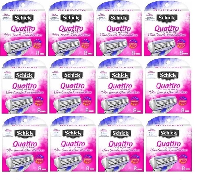 96 Schick Quattro Cartridges Women Razor Blades12*8 Shaver Refills
