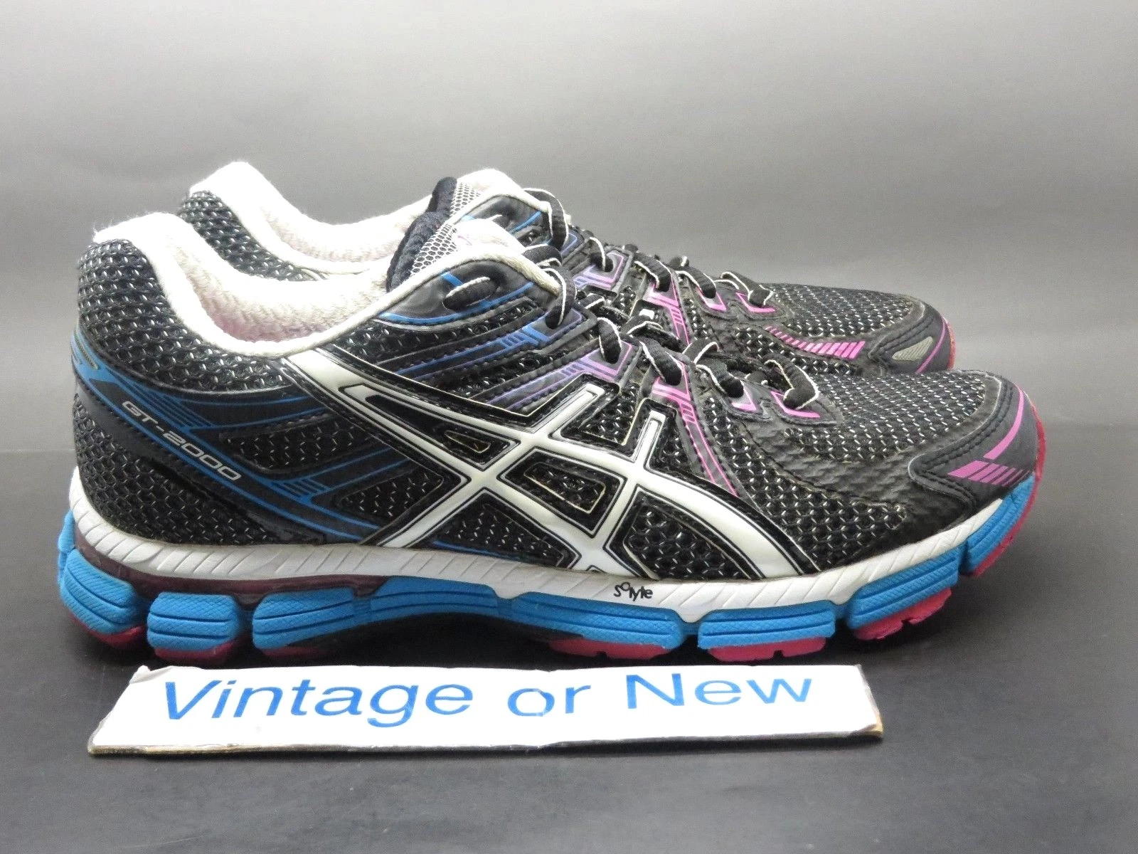 Scarpe da corsa donna Asics GT 2000 nero bianco blu elettrico T2K8N taglia 6 5 D