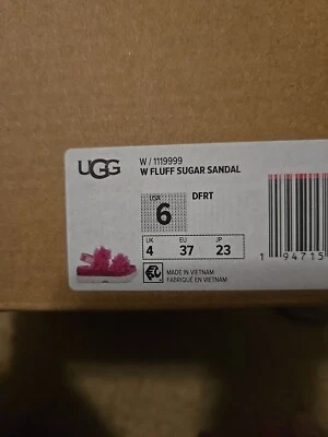 UGG SANDALS WOMENS SIZE 6 FLUFF SUGAR DRAGON FRUIT FAUX FUR SLINGBACK PLATFORM - Image 1 of 4