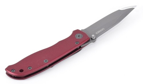 Gerber Air Ranger Red Aluminum Handle Fine Straight Edge Folding Knife - Picture 2 of 3