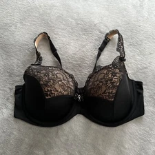 Excellent Curvy Couture Black Underwire Full Coverage Bra Size: 36DD