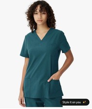 Scrubs for Women, Soft V-Neck Scrub Tops, Stretchy Medical Uniform with 4 Pocket