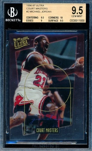 MICHAEL JORDAN 1996-97 FLEER ULTRA COURT MASTERS BGS 9.5 GEM ACETATE CARD #2!