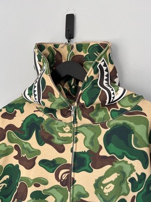 Bape Art Camo Full Zip Shark Hoodie - Size 2XL - Green - Made in
