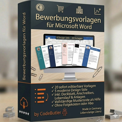 Bewerbungsvorlagen Word   Großes Paket | Lebenslauf Anschreiben Deckblatt 2026