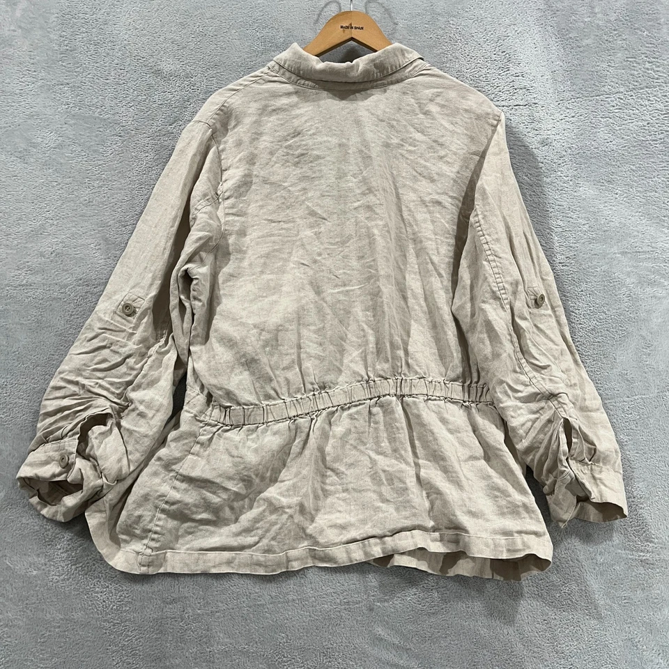 Charter Club рубашка женщин 2 X 100% льняной 3/4 рулон вкладка рукава блузка туника хиппи - Изображение 2 из 4