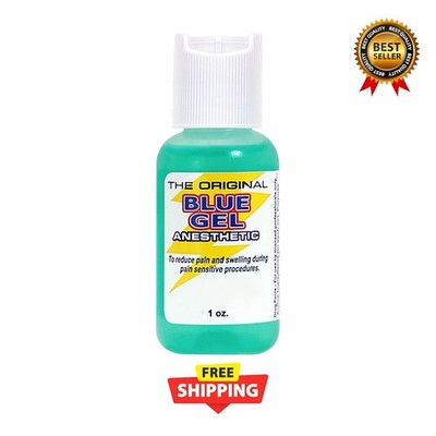 Tattoo numbing blue gel during permanent makeup procedure