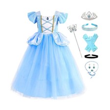 Blue Princess Costume Dress for Girls Kids Halloween Cosplay Party ... Fast Ship