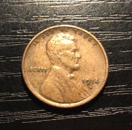 Semi-Key 1914-S Lincoln Wheat Cent Penny, VF+. E155