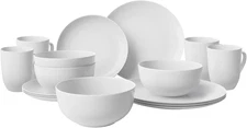 16-Piece White Bone China Dinnerware with Lightweight Durable Chip Resistant Des