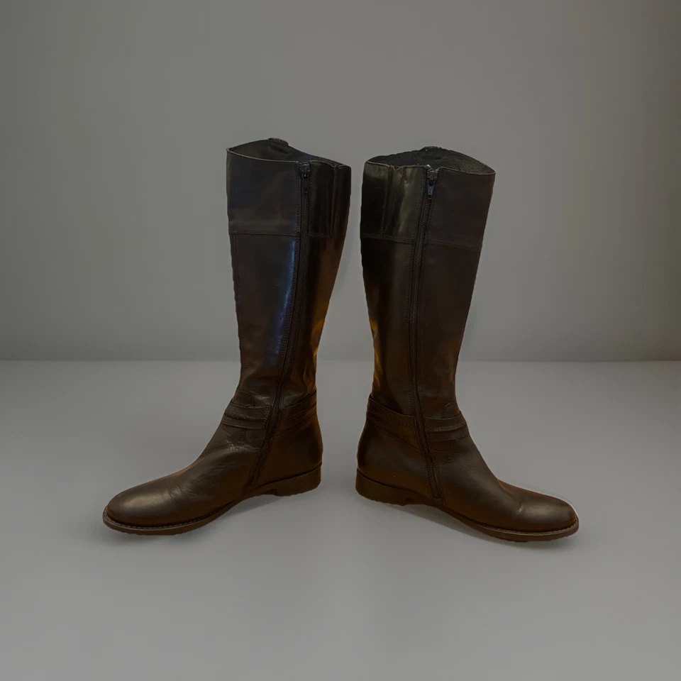 Botas de montar Aldo para mujer de cuero negro talla 38,5 EE. UU. 8 altas hasta la rodilla hebilla con cremallera Foto 4 de 4