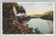 c.1920s Southern Railway Train French Broad River Blue Ridge Mountains Postcard