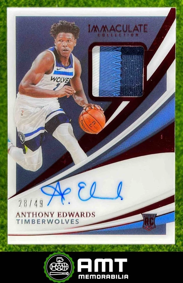 2020-21 Panini Immaculate Anthony Edwards Red 28/49 Timberwolves RC Patch Auto