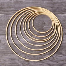 5 Pcs Round Bamboo Dreamcatcher 29 cm Diameter Wooden Craft Supplies Beige