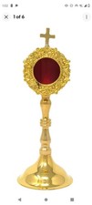 Needzo Monstrance Reliquary, High Polished Brass, Catholic Church Service Suppli