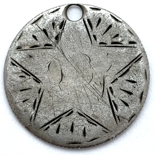 1876 10C Seated Liberty Silver Dime Love Token "Star": Holed