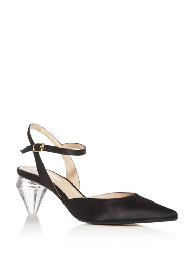Marc Jacobs 2019-2020 The Slingback Diamond Heel Black Satin Pointy Toe 36