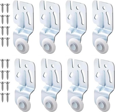 8 Sliding Closet Door Hardware, Metal White Wardrobe Rollers Cabinet Door Hanger