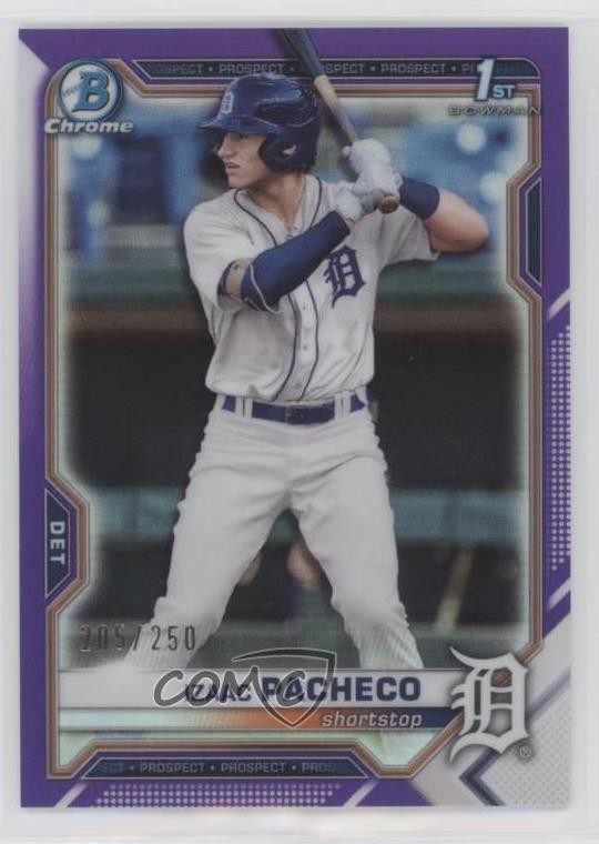 2021 Bowman Draft Chrome Purple Refractor 205/250 Izaac Pacheco #BDC-46 yf1