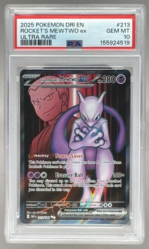 155924519 Team Rocket's Mewtwo ex 2025 Pokemon Destined Rivals #213/182 PSA 10