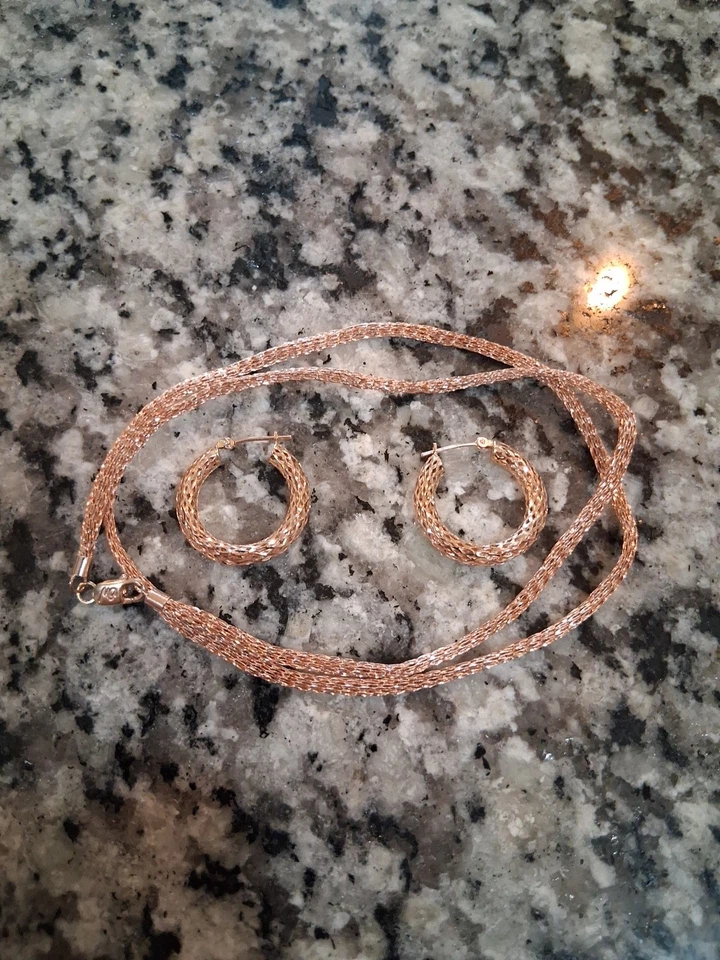 14k Rose Gold Necklace And Earings Set - Image 2 of 4