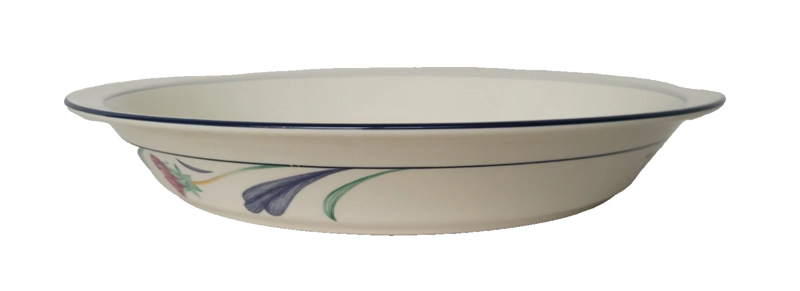 Vintage Lennox Chinastone Poppies on Blue Pie Baking Dish Serving Dish
