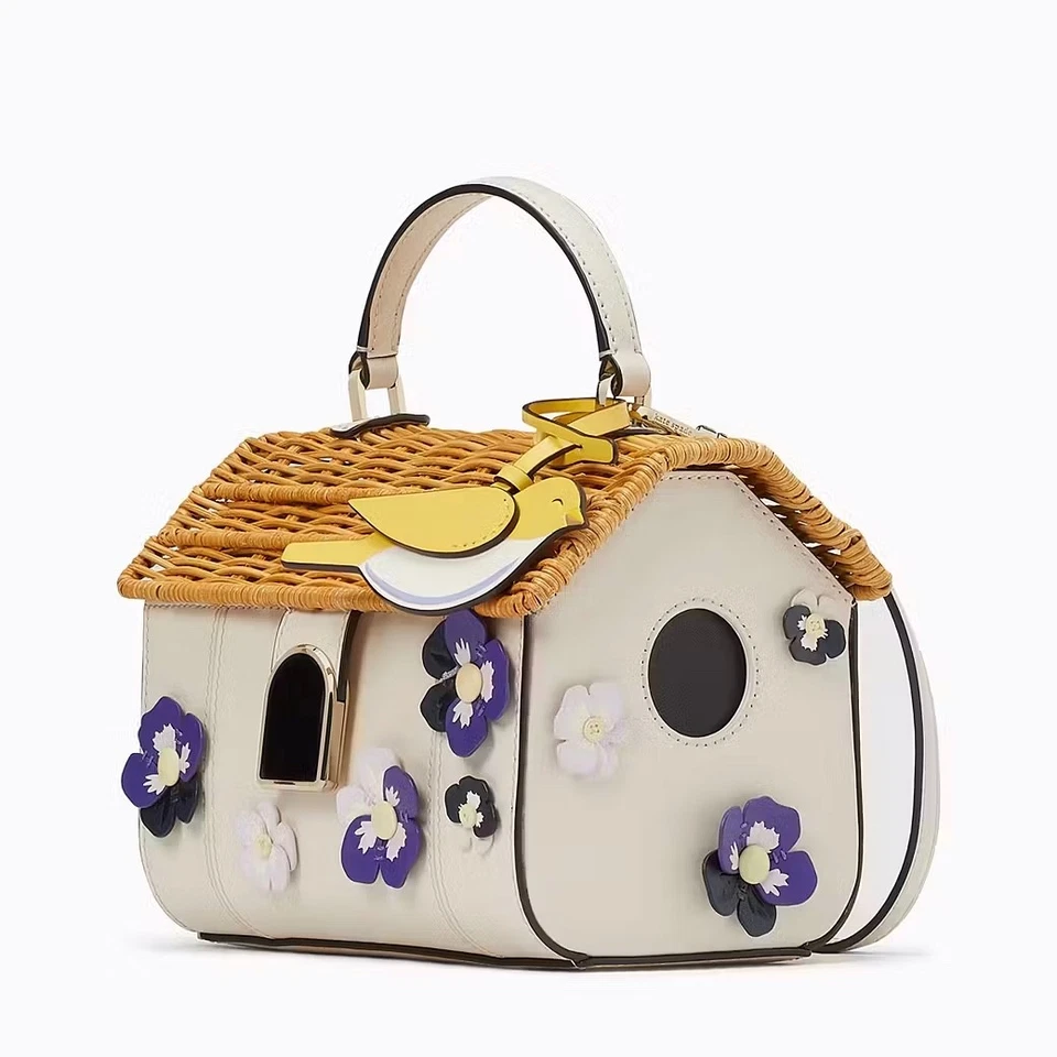 Kate Spade Leather & Wicker Wild Petal Bird House Crossbody Bag - Image 2 of 4