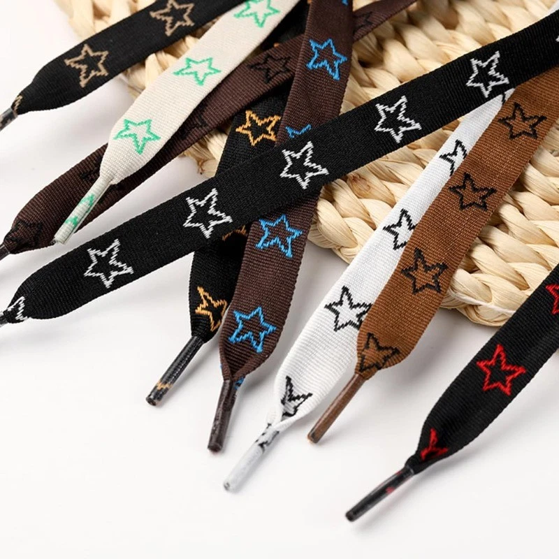 10 Paar Flache Bunte Sternmuster Schnürsenkel aus Polyester für Canvas Schuhe - Bild 2 von 4