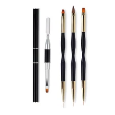 4 in 1 Set, Dual-Ended Polygel Brush Picker Brush, 3 Pcs Nail Drawing Pen, Dual