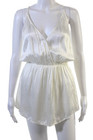 Designer Women Romper White V-Neck Sleeveless Solid Viscose Size XS