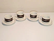 Caffé Faema set of 4 Espresso Cups & Saucers IPA Italy Vintage Rare
