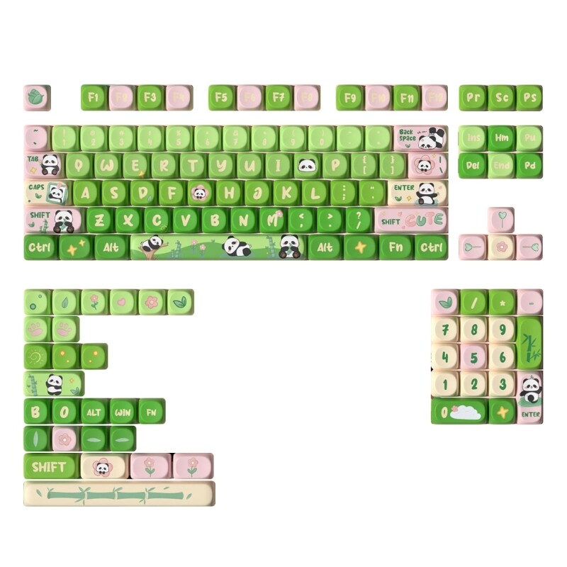 PBT Mechanical Keyboard Keycaps 131 Keys MOA Set Colorful Candy Bear Design for Cherry MX Switches